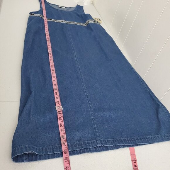 Origianl TY2 Womens Vintage Blue Denim Jumper Dress Size 16 Pockets Maxi Modest - Picture 9 of 10